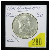 1951 Franklin half dollar, BU
