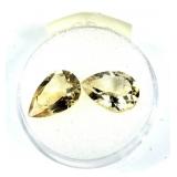 Lot, pear cut citrines, 2 pcs., 5.25 cts. t.w.