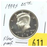 1999-S Kennedy half dollar, silver Proof