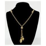 14K Yellow gold 30' rope chain and bead necklace,