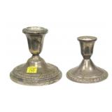 Lot, 2 sterling silver weighted candlesticks