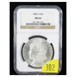 1885-O Morgan dollar, NGC slab certified MS-63