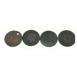 Lot; U.S. large cents with damage, 4 pcs.
