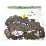 Lot; Wheat cents, 150 pieces