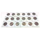 X 18 - Half dollars, Uncirculated, mixed dates -
