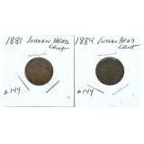 x2- Indian Head cents, -x2 cents, Sold by the