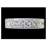 Stauer sterling silver 3-row CZ eternity ring,