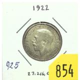 1922 British 1 Shilling