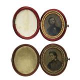 Lot, 2 wooden cases covered with mohair, 1 ï¿½ï¿½ x 2