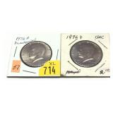 X 2 -1976 Kennedy half dollars -X 2- Sold by the