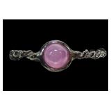 Sterling silver rhodium plated bezel set natural