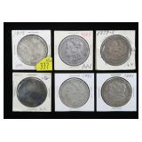 x6- Morgan dollars: 1879, 1879-S, 2-1883, 1883-S,