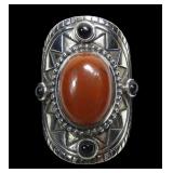 Sterling silver Southwestern design jasper ring