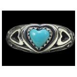 Sterling silver dentil set heart shape turquoise