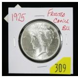 1925 Peace dollar, frosted choice BU