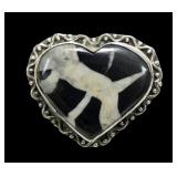 Sterling silver bezel set heart shape zebra agate