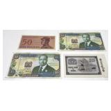 x4- World bank notes, Unc. -x4 notes, Sold by the