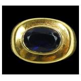 Sterling silver gold wash bezel set oval cut dark