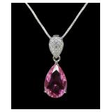 Sterling silver pear cut basket set pink topaz