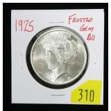 1925 Peace dollar, frosted gem BU