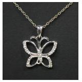 Sterling silver butterfly pendant with crystal