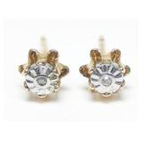 14K Yellow and white gold diamond stud earrings in