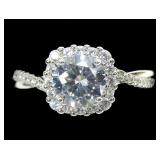 Sterling silver round brilliant cut CZ solitaire