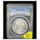 1884-O Morgan dollar, PCGS slab certified MS-63