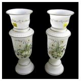 Lot, 2 Bristol 12" Glass Vases