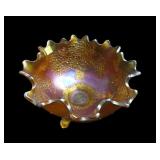 Fenton 10" diameter 3 footed carnival glass