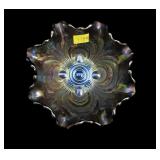 Amethyst fluted 5 1/2" carnival glass bowl