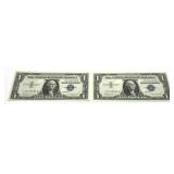 x2- $1 silver certificates series of 1957B,