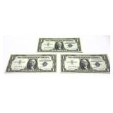 x3- $1 silver certificates series of 1957B,