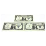 x3- $1 silver certificates series of 1957A, Unc. -