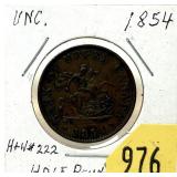 1854 Canadian half penny token