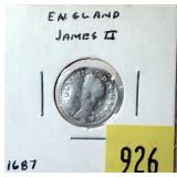 1687 British 3 pence