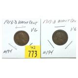 x2- Early wheat cents -x2 cents-Sold by the piece,