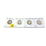 x4- Quarters, 90% silver -x4 quarters - Sold by