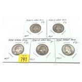 x5- Quarters, 90% silver -x5 quarters - Sold by