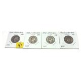 x4- Washington quarters, 90% silver -x4 quarters -