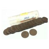Lot, 1911 wheat cents, 38 pcs.