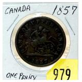 1857 Canadian penny bank token