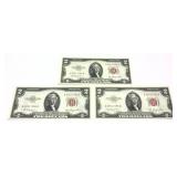 x3- $2 red seal notes series of 1963,