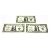 x3- $1 silver certificates series of 1959,