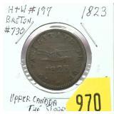1823 Canadian half penny token