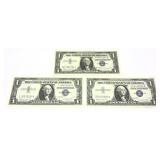 x3- $1 silver certificates series of 1957A, Unc. -