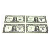 x4- $1 silver certificates series of 1957B, Unc. -