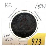 1837 Canadian half penny token