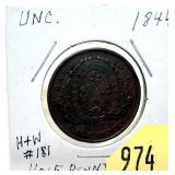 1844 Canadian half penny token