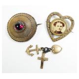 Lot, Victorian gold filled garnet pin/pendant,